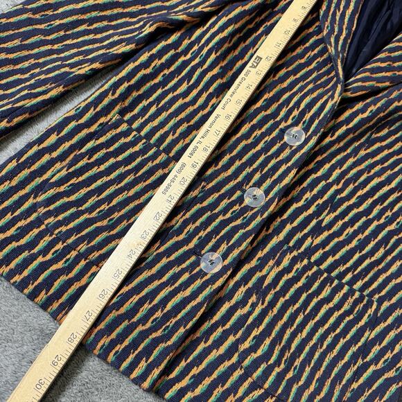 And & Other Stories Blue & Orange Stripe Jacket Blazer US 4 Holiday Fall Colors - Picture 2 of 7